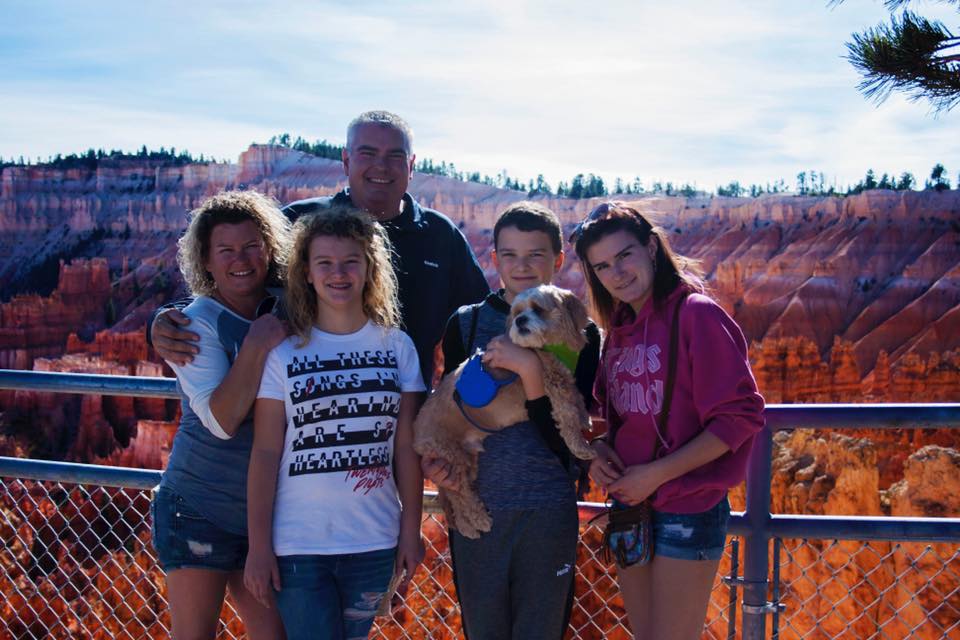 The five of us, and Milo, at the Grand Canyon. This was during our road trip in October 2017. 