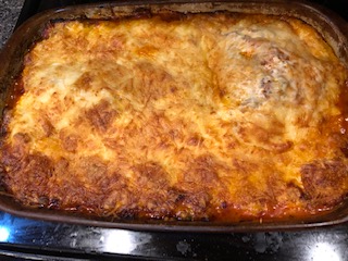Finished Lasagna - Browned and bubbly goodness
