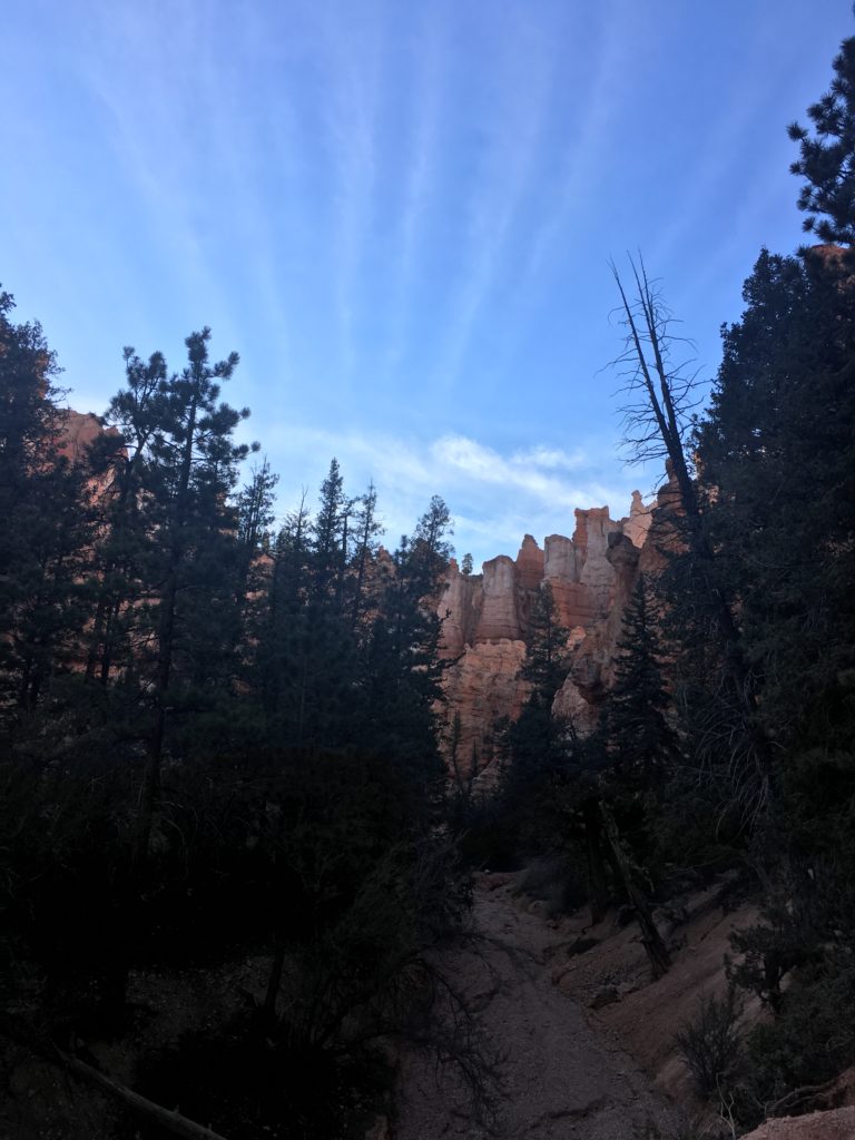 Beautiful sun rays at Bryce Canyon